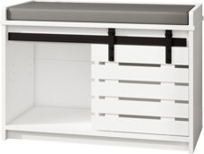 Stylish Foyer Shoe Storage Bench With Sliding Door & Sound-absorbing - White Closet Adjustable Shelves