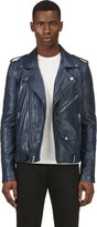 Thumbnail for your product : BLK DNM Navy Blue Leather Iconic Motorcycle Jacket