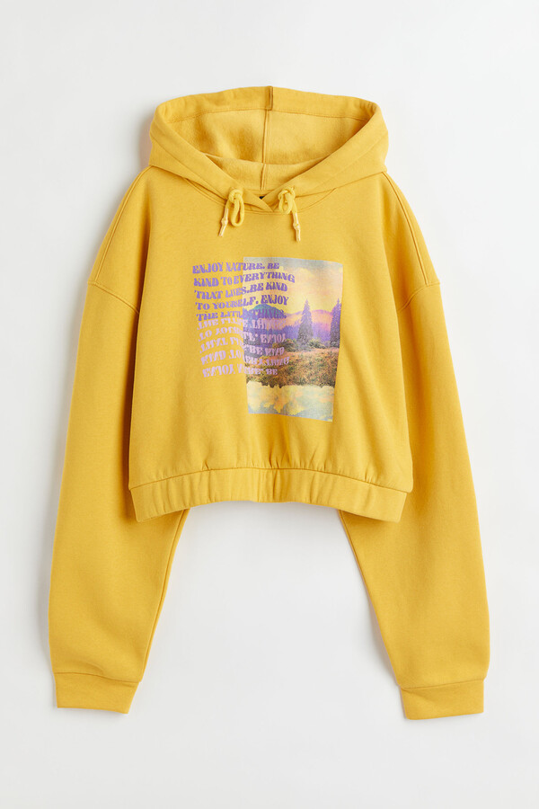 H&M H&M+ Printed cropped hoodie - ShopStyle