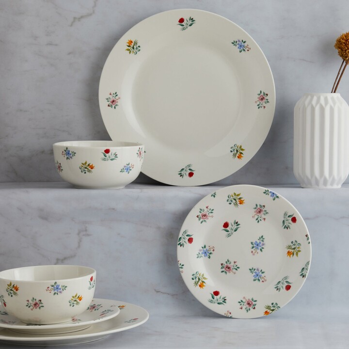 Dunelm Ditsy Floral 12 Piece Dinner Set White/Blue/Red ShopStyle