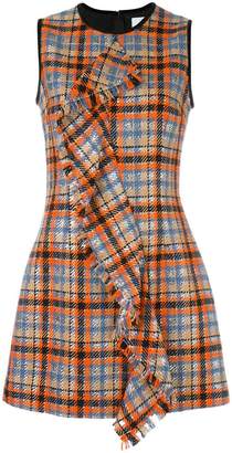 MSGM checked ruffled front dress
