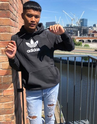 mens black adidas trefoil hoodie
