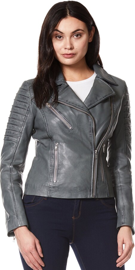 Fashion Jackets Leather Jackets Sarah Kern Leather Jacket light grey casual look 
