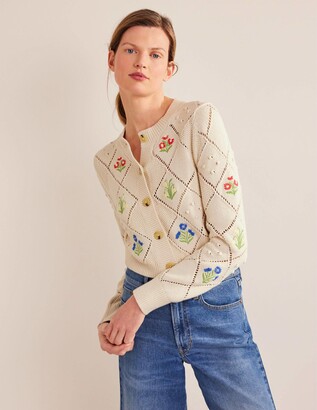 Boden Cropped Embroidered Cardigan