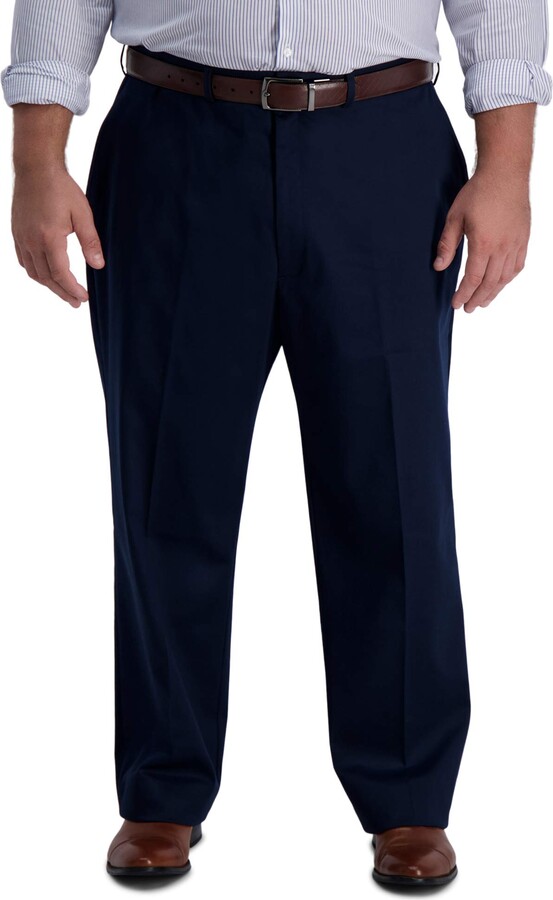 Haggar Mens Big and Tall B&t Premium Comfort Khaki Flat Front Classic Fit Pant