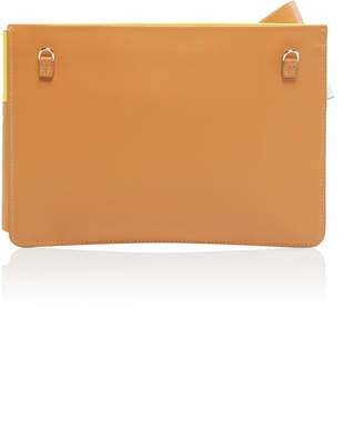 DELPOZO Large Bow-Detailed Color-Block Leather Cutch
