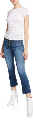 Veronica Beard Carolyn Cropped High-Rise Jeans with Button Fly
