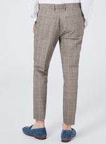 Thumbnail for your product : Topman Gray Check Linen Rich Skinny Fit Cropped Suit Pants