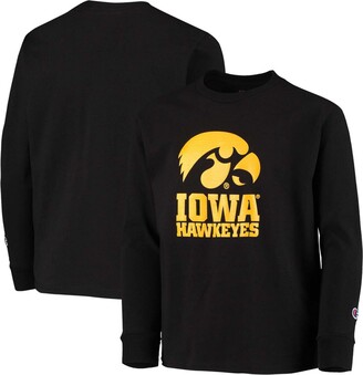 Champion Big Boys Black Iowa Hawkeyes Lockup Long Sleeve T-shirt
