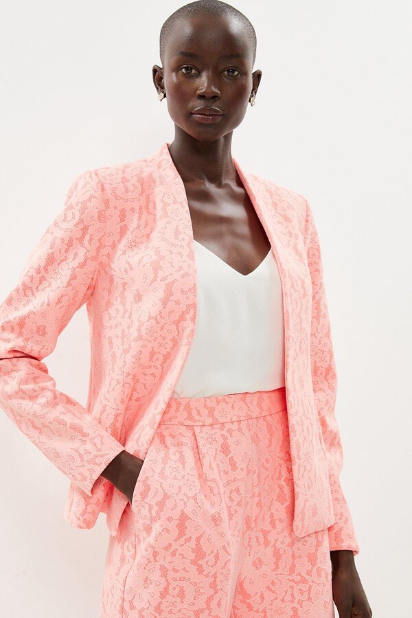 Bonded Lace Jacket With Shoulder Pads ShopStyle