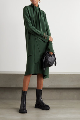 Loewe Draped Silk-crepe Midi Dress - Green