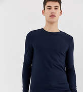 Thumbnail for your product : ASOS Design DESIGN Tall organic muscle fit long sleeve t-shirt with crew neck in navy