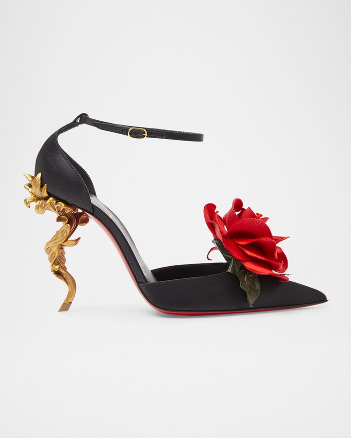 Bellarose Silk Red Sole Ankle-Strap Pumps
