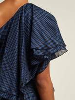 Thumbnail for your product : Alexandre Vauthier Houndstooth One Shoulder Cotton Mini Dress - Womens - Navy Multi