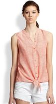 Thumbnail for your product : Joie Edalette Silk Printed Tied-Waist Shirt