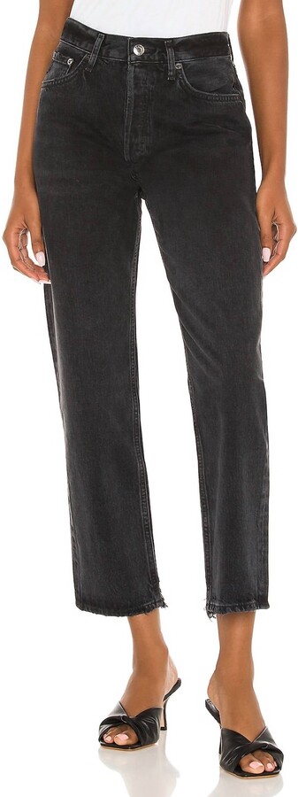 AGOLDE Lana Crop Mid Rise Vintage Straight Jeans In Rhyme