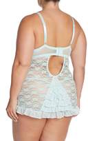 Thumbnail for your product : Jessica Simpson Ruffled Lace Chemise & Thong 2-Piece Set (Plus Size)