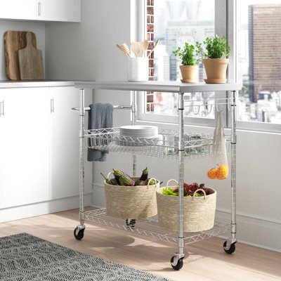 Miriam 38.62" Stainless Steel Kitchen Island