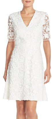 Adrianna Papell Women's Lace Mesh Fit & Flare Dress