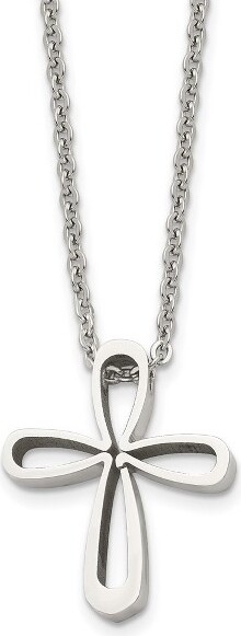 Black Bow Jewelry Co. BlackBowJewelryStainlessSteelPolishedLoopedCrossNecklace18Inch