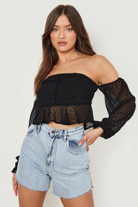 black long sleeve off the shoulder top