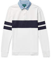 Thumbnail for your product : J.Crew Chambray-Trimmed Striped Cotton-Jersey Rugby Shirt