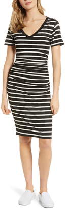 BP Stripe Ruched Body-Con Dress