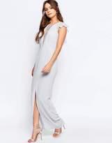 Thumbnail for your product : Elise Ryan Lace Insert Maxi Dress With Frill Sleeves