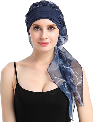 FocusCare Cancer Head Covers for Women Pre Tied Headwrap Chemo Patient  Turbans Scarves Gift Blue Black - ShopStyle Tops