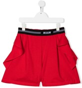 Thumbnail for your product : Msgm Kids TEEN logo-print ruffled shorts