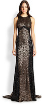 Thumbnail for your product : Badgley Mischka Sequined Colorblock Gown