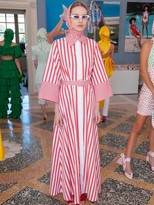 Thumbnail for your product : Sara Battaglia Belted Striped-cotton Shirt Dress - Red White