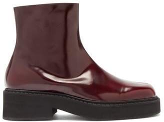 Marni Front-seam Leather Ankle Boots - Mens - Burgundy
