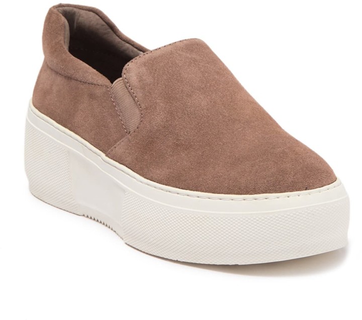taupe suede slip on sneakers