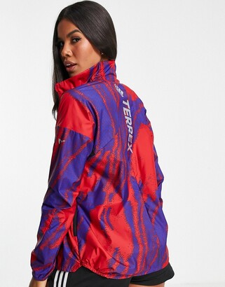 adidas Terrex Outdoors AGR wind track jacket in red and purple
