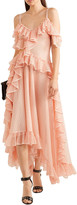 Thumbnail for your product : Alexander McQueen Asymmetric Ruffled Pointelle-knit Silk Midi Dress