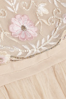 Thumbnail for your product : Needle & Thread Prairie Open-back Embellished Chiffon And Tulle Gown - Neutral