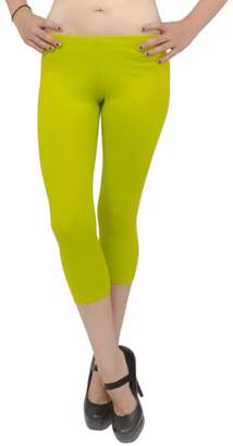 Vivian's Fashions Capri Leggings - Cotton, Junior Size (Apple Green,)