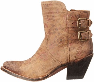 Lucchese Bootmaker Women's Catalina-Brown Floral Printed Shortie Ankle Bootie 7.5 C US
