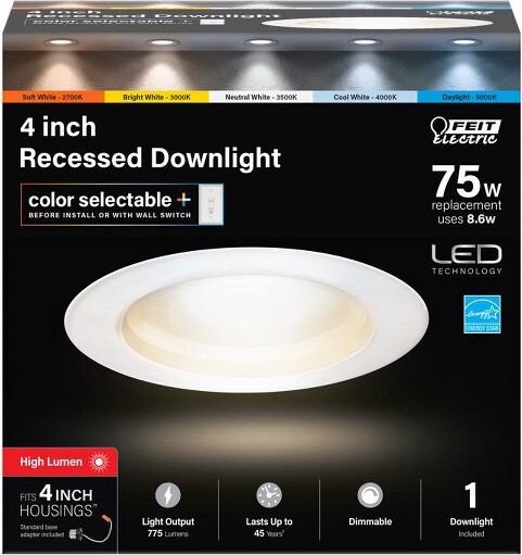 Feit FeitElectricRecessedLEDDownlight75W,WhiteAluminum