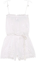 Thumbnail for your product : Miguelina Peggy Cotton And Lace Playsuit - White