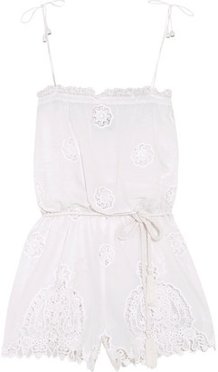 Miguelina Peggy Cotton And Lace Playsuit - White