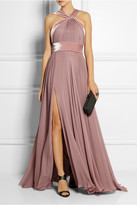 Thumbnail for your product : Elie Saab Velvet-paneled silk-blend georgette gown