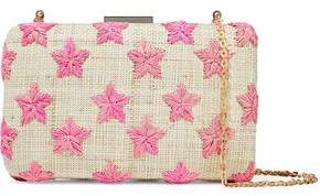 Kayu Embroidered Woven Straw Clutch
