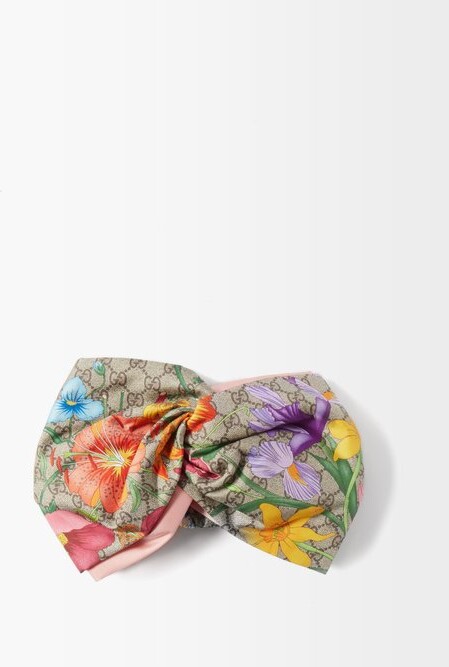 GG Flora Print Silk Headband In Pink GUCCI® NO | islamiyyat.com