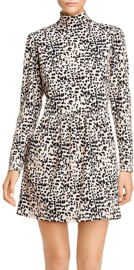 animal print turtleneck dress