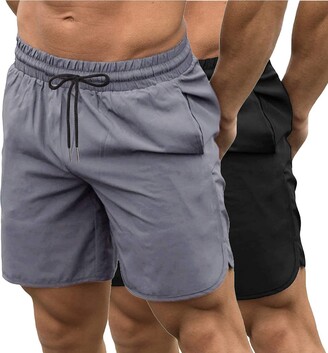 JINIDU Mens 2 Pack Gym Workout Shorts Quick Dry Bodybuilding Weight Lifting Training Running Jogger Sports Shorts Shorts with Pockets 