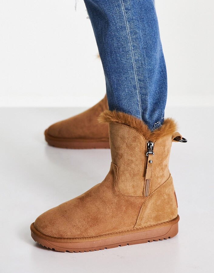 flat fur lined ankle boots