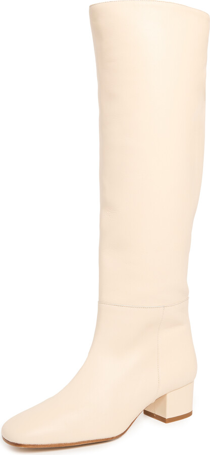 Cream Knee High Boots | ShopStyle