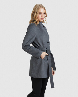 Oxford Women's Grey Winter Coats - Cisco Wool Rich Belted Jacket